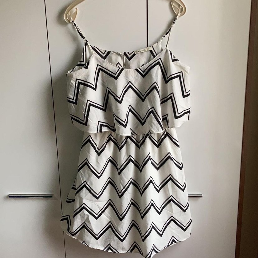 Zebra Desenli Beyaz Mini Elbise - Görsel 2