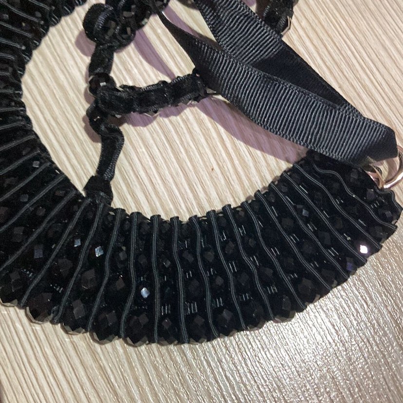 Siyah Nakışlı Gotik Boncuklu Kısa Kolye bileklik - Görsel 5