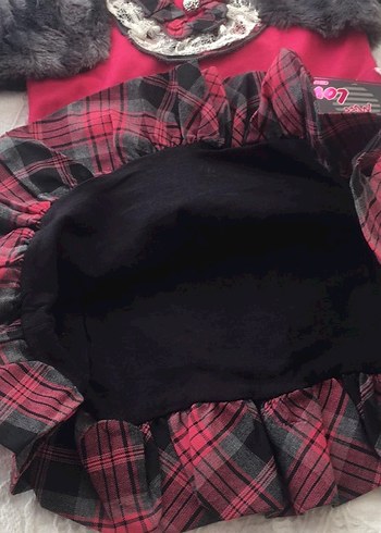 Kız Çocuk Gri Kürklü Uzun Kollu Elbise - Görsel 6