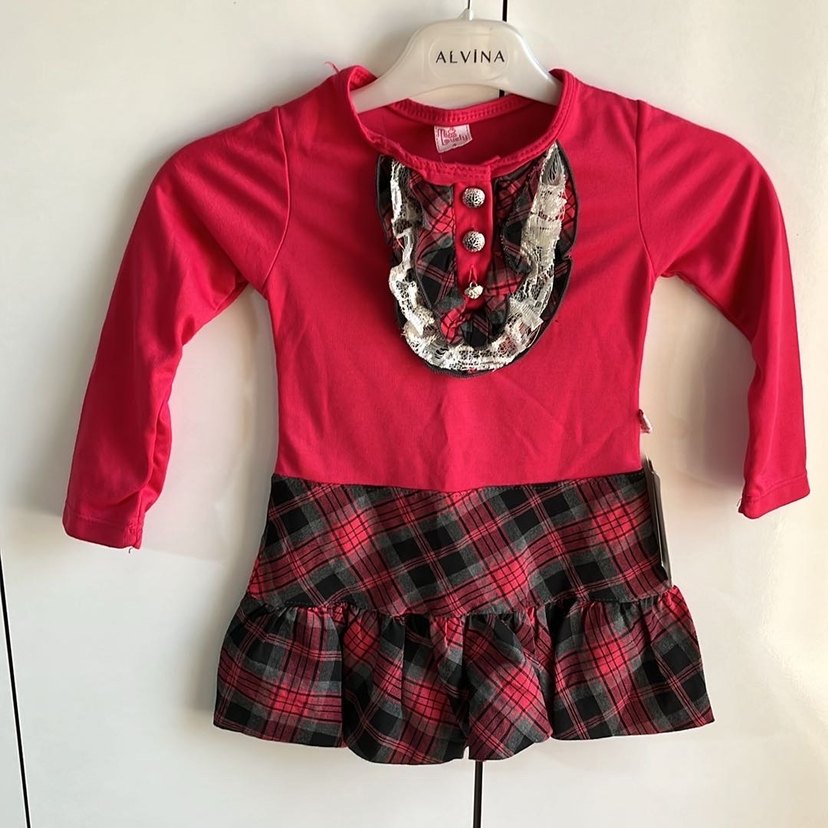 Kız Çocuk Gri Kürklü Uzun Kollu Elbise - Görsel 3