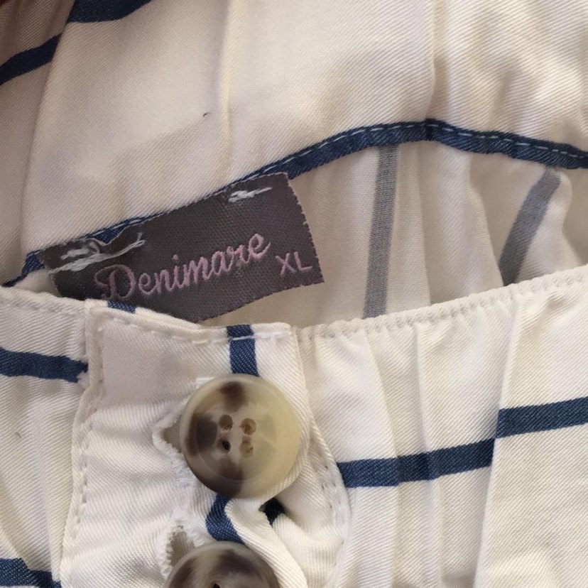 Düğmeli Çizgili Mavi Midi Etek - Görsel 3