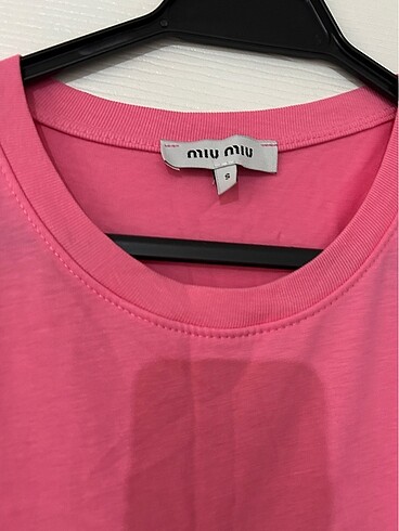 Miu Miu MİU MİU PARILTILI PAMUKLI TSHİRT