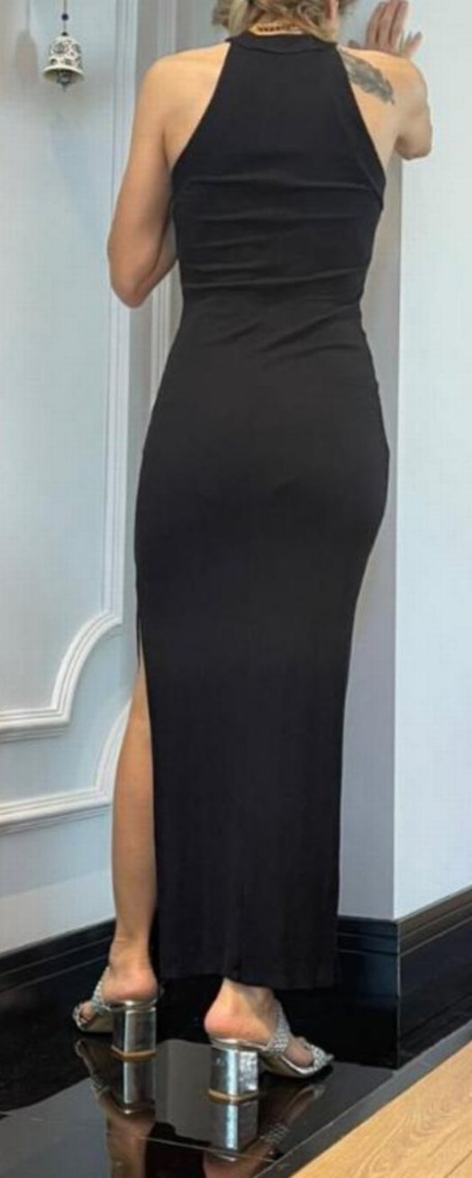 Dilvin Siyah Kadın Elbise LBAYAN INCE FITILLI PENYE M L BEDEN - Görsel 2