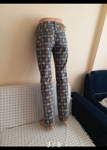 Rodi Mood Düğmeli Gri Ekoseli Kadın DRODI JEANS EKOSE UNISEX YÜKSEK 30 32