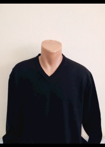 Erkek Siyah V Yakalı TrikoERKEK MERSERIZE SİYAH KAZAK L BEDENİ - Görsel 3