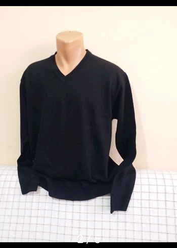 Erkek Siyah V Yakalı TrikoERKEK MERSERIZE SİYAH KAZAK L BEDENİ - Görsel 2