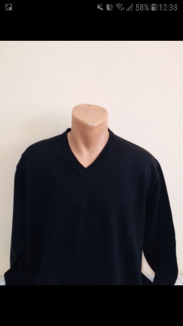 Erkek Siyah V Yakalı TrikoERKEK MERSERIZE SİYAH KAZAK L BEDENİ - Görsel 3