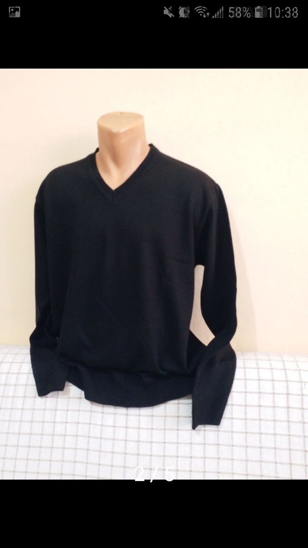 Erkek Siyah V Yakalı TrikoERKEK MERSERIZE SİYAH KAZAK L BEDENİ - Görsel 2