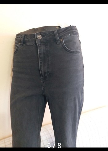 Gri Midi Boy Kadın Denim BAYAN ISPANYOL PAÇA YÜKSEK BEL 40 LIK - Görsel 6