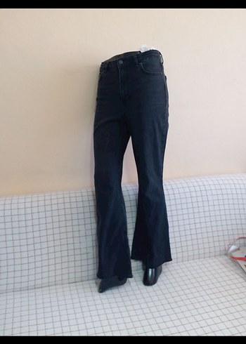 Gri Midi Boy Kadın Denim BAYAN ISPANYOL PAÇA YÜKSEK BEL 40 LIK - Görsel 5