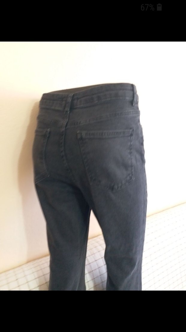 Gri Midi Boy Kadın Denim BAYAN ISPANYOL PAÇA YÜKSEK BEL 40 LIK - Görsel 2