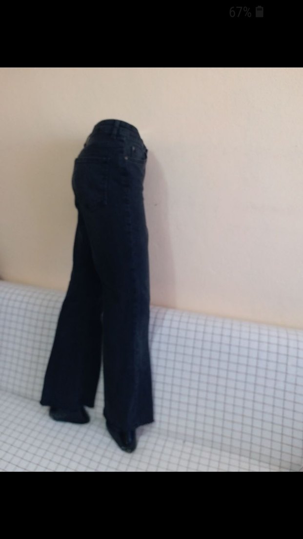 Gri Midi Boy Kadın Denim BAYAN ISPANYOL PAÇA YÜKSEK BEL 40 LIK - Görsel 4