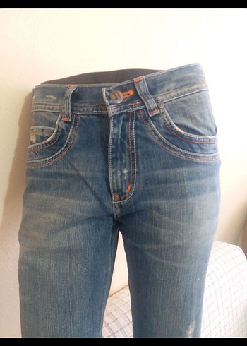 Kesim Midi Mavi Kot PantBAYAN ISPANYOL PAÇA 29 34 DÜŞÜK BEL PI - Görsel 6