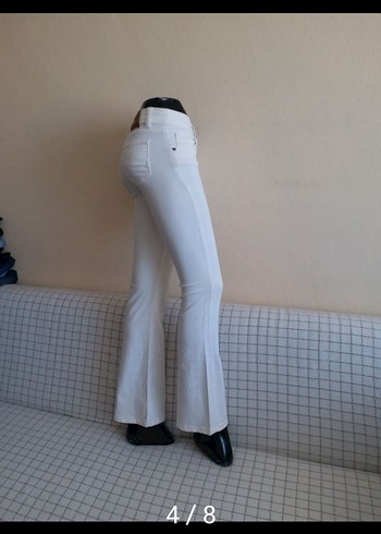 Kadın Beyaz Midi Denim PanBAYAN KREM TAM LIKRALI ESNEK 36 BE 40 - Görsel 4