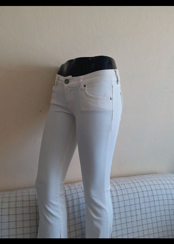 Kadın Beyaz Midi Denim PanBAYAN KREM TAM LIKRALI ESNEK 36 BE 40 - Görsel 5