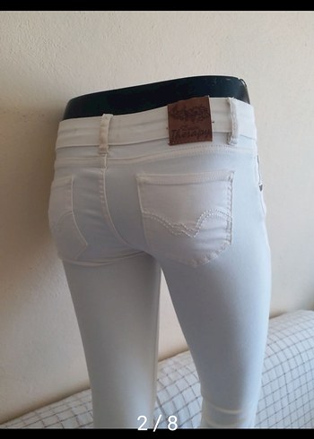 Kadın Beyaz Midi Denim PanBAYAN KREM TAM LIKRALI ESNEK 36 BE 40 - Görsel 2