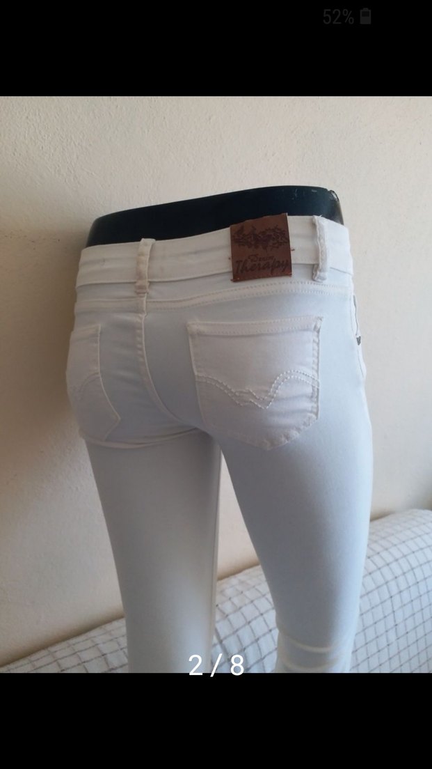 Kadın Beyaz Midi Denim PanBAYAN KREM TAM LIKRALI ESNEK 36 BE 40 - Görsel 2