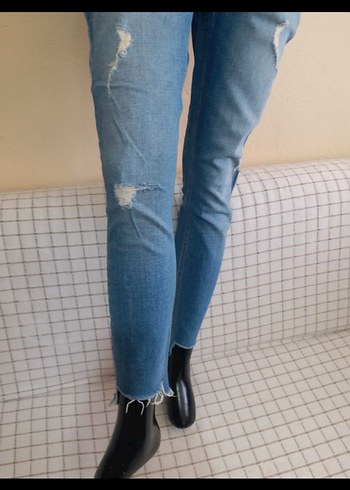 Mavi Normal Boy Kadın Denim  ZARA BAYAN PIRTIK YIKAMA 40 44 - Görsel 4