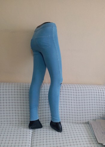 Pastel Mavi Dar Kesim Kadın Kot BAYAN TAM LIKRA ESNEK 38 PIRTI