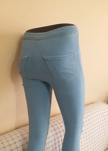 Zara Pastel Mavi Dar Kesim Kadın Kot BAYAN TAM LIKRA ESNEK 38 PIRTI
