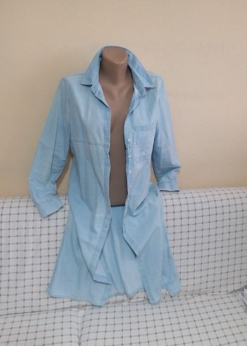Mavi Denim Midi Gömlek ElbiseBAYAN KAPŞONLU S BEDEN FERMANLI P