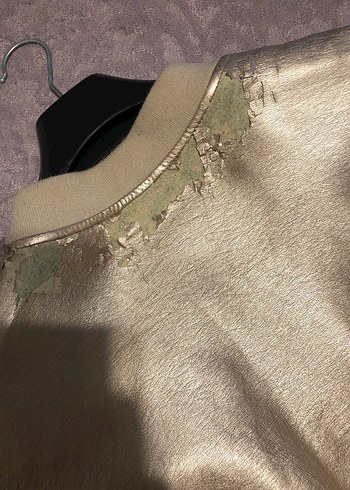 Altın Renk Deri Kadın Ceket - Görsel 6