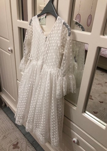 Kız Çocuk Beyaz Dantel Bohem Elbise - Görsel 3