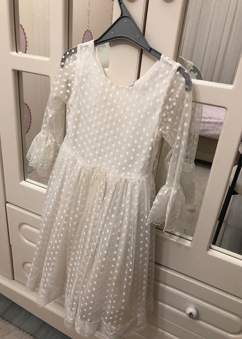 Kız Çocuk Beyaz Dantel Bohem Elbise - Görsel 4