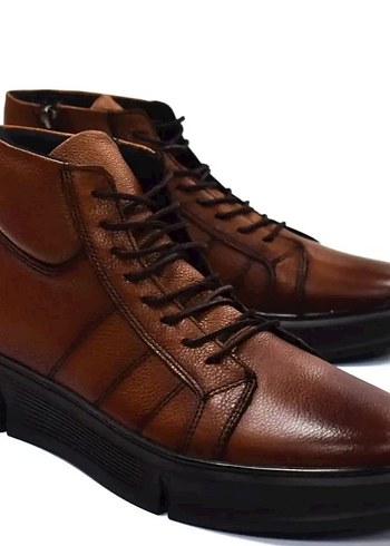 Siyah Deri Bağcıklı Erkek Bot - Görsel 14