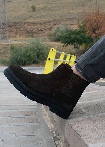 Siyah Deri Bağcıklı Erkek Bot - Görsel 3