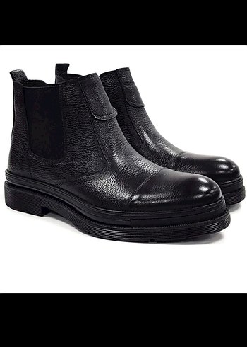 Siyah Deri Bağcıklı Erkek Bot - Görsel 15