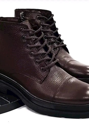 Siyah Deri Bağcıklı Erkek Bot - Görsel 10