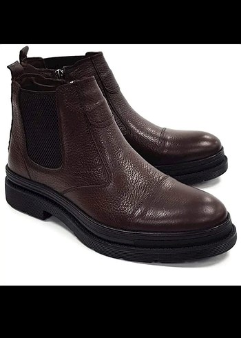 Siyah Deri Bağcıklı Erkek Bot - Görsel 11