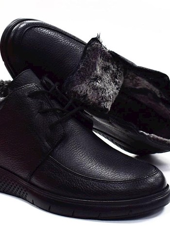 Siyah Deri Bağcıklı Erkek Bot - Görsel 12