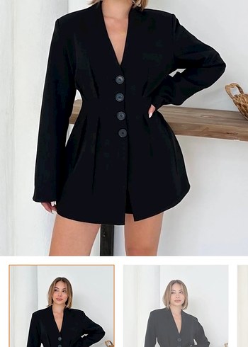 Siyah Mini Kadın Blazer - Görsel 2