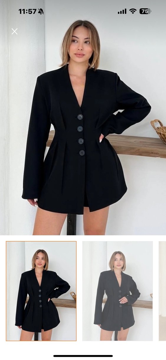 Siyah Mini Kadın Blazer - Görsel 2