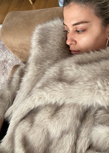 Gri Kürk Detaylı Kadın Midi Ceket - Görsel 3