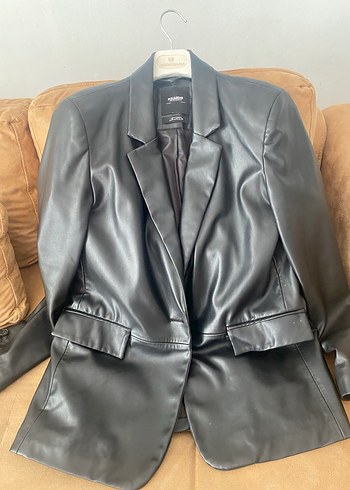 Deri Siyah Kadın Blazer Ceket - Görsel 2