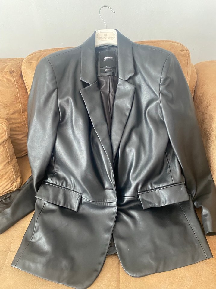 Deri Siyah Kadın Blazer Ceket - Görsel 2