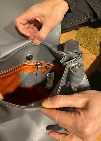 Vakko Gri Süet Tokalı Kadın Çanta - Görsel 6