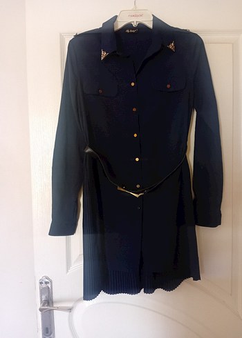 Kadın Kemerli Uzun Denim Tunik