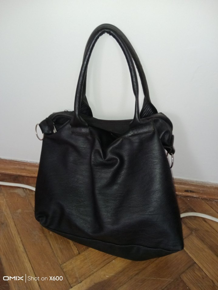 Siyah Biker Deri Kadın Çanta - Görsel 2