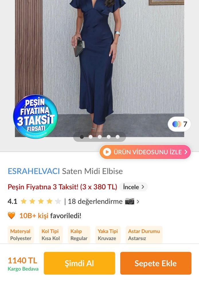 Drapeli V Yakalı Lacivert Uzun Elbise - Görsel 4