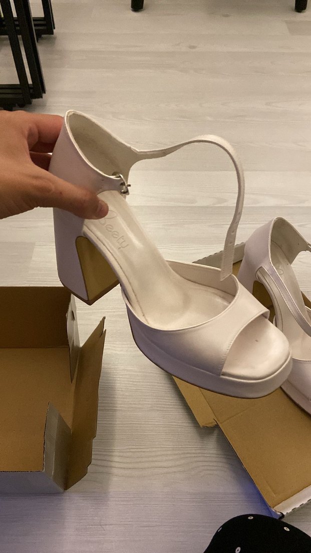 Beyaz Platform Topuklu Kadın Abiye Ayakkabı - Görsel 3