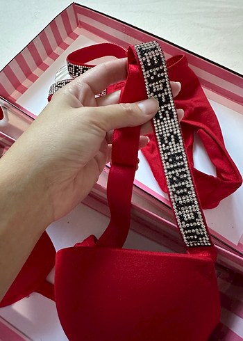 Victorias Secret Parlak Kırmızı Glamour Sütyen Takımı - Görsel 3