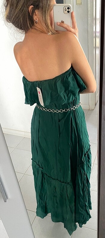m Beden yeşil Renk Straplez elbise