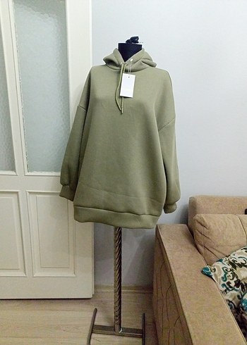 Diğer Kadın Haki Kapüşonlu Salaş Sweatshirt