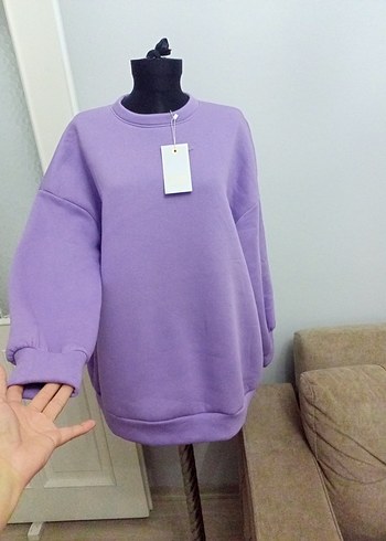 universal Beden mor Renk Mor Rahat Kesim Kadın Sweatshirt