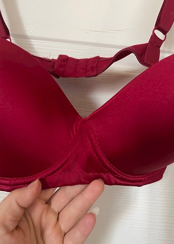 90 C Kırmızı Desteksiz Süngerli Balenli Sütyen - Görsel 4