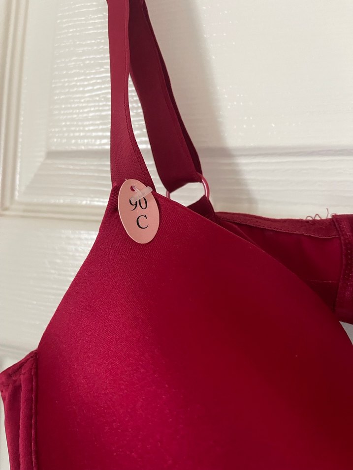 90 C Kırmızı Desteksiz Süngerli Balenli Sütyen - Görsel 3